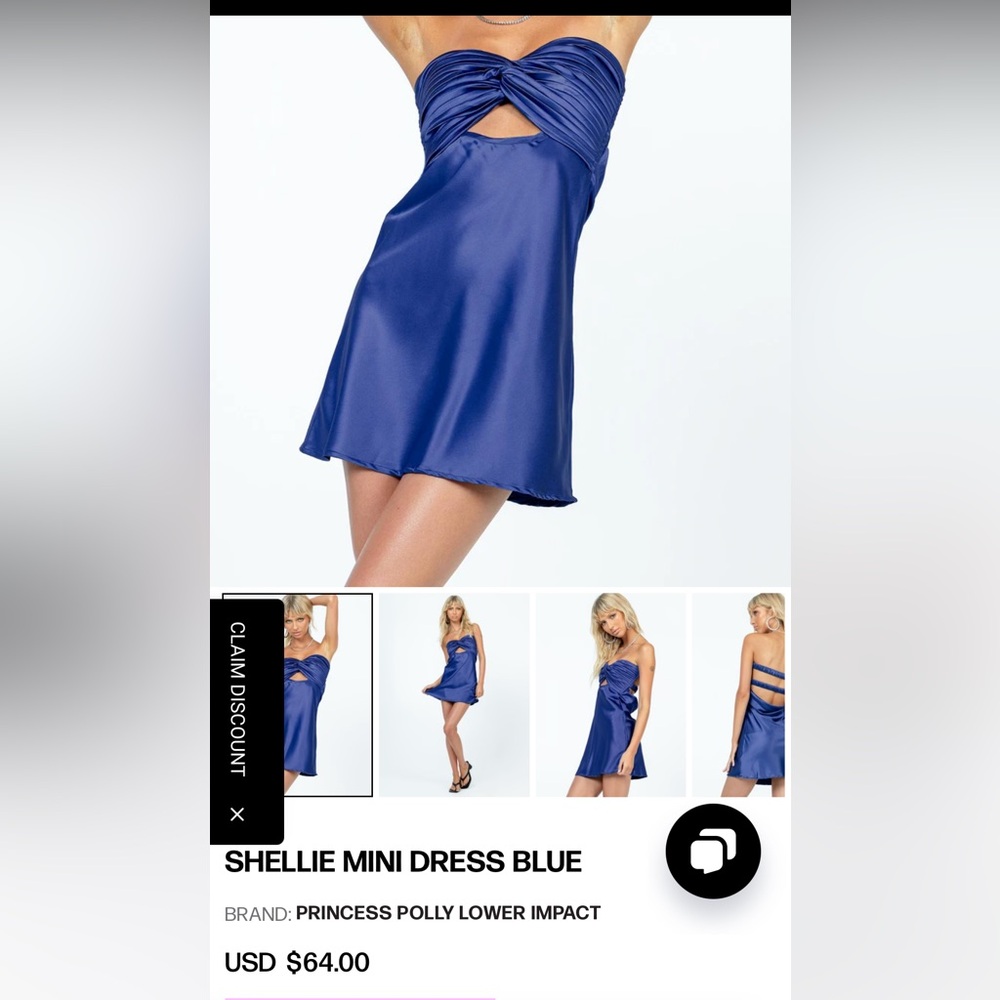 Princess Polly navy satin mini dress